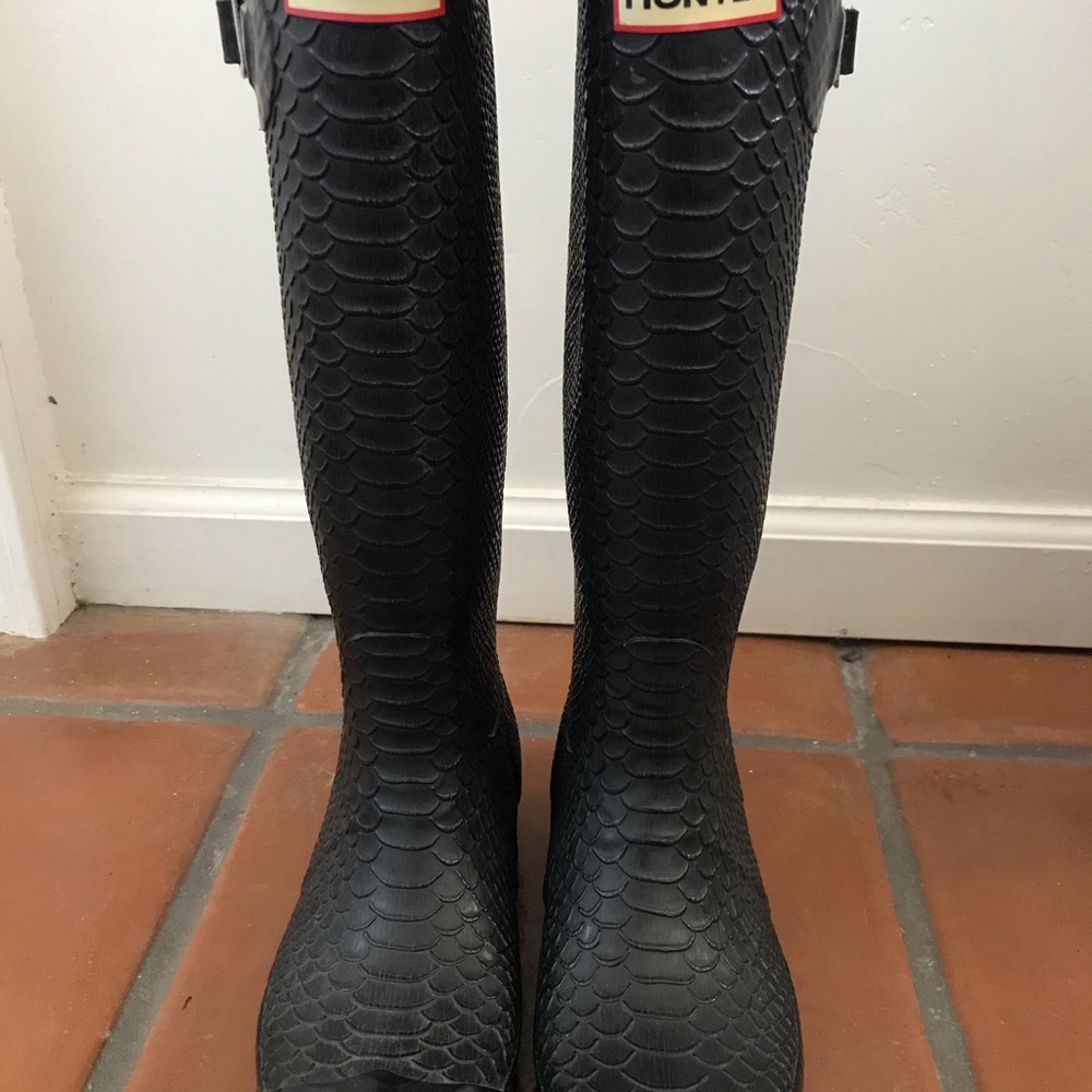 RARE Hunter Black Embossed Python Boots.